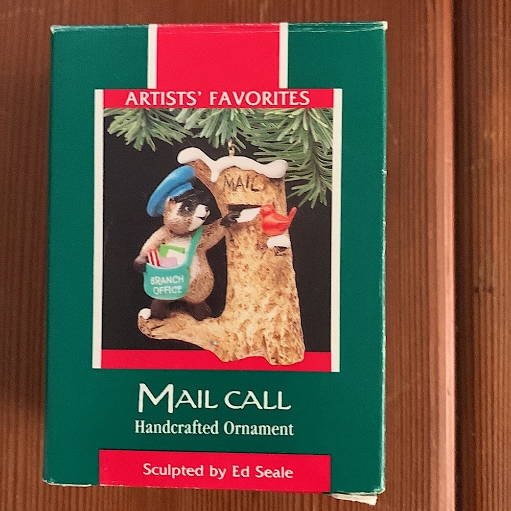 Hallmark 1989 Aritists’ Favorites Mail Call Raccoon Postman Ornament